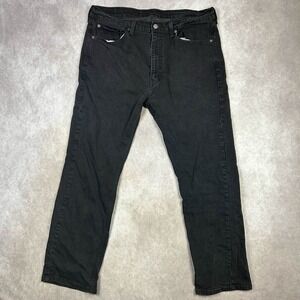 Levis 505 Jeans Mens 35x29 Black‎ Denim Straight Leg Classic Fit Pants